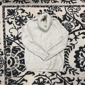J Crew Cream Sweater with Ribbed Collar